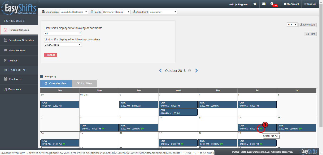 EasyShifts Online Help Post A Shift For Someone Else to Pick Up